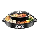 Charocean 2000W Hot Pot Elektrisch Hotpot Topf 220V Elektrogrill 2 in 1 Multifunktion Elektrische Grill Hot pot mit Abnehmbar Kochplatte, Elektrische Hot Pots für Wohnheim Zuhause (Schwarz)