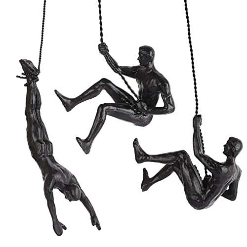 Olpchee Set of 3 Nordic Modern Simplicity Resin Sculpture Creative Climbing Man Wall Sculptures...