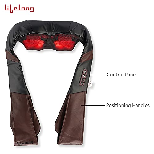 Image of Lifelong Neck Massager with Electric Heat Therapy Neck, Shoulder and Back Massager for pain and stress relief, Brown (LLM297)