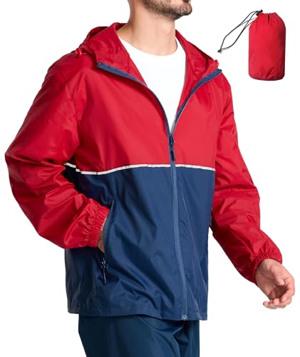 SPEEDRUN Rain Jacket Uomo Antivento Uomo Antipioggia Ripiegabile Giacca Antipioggia Impermeabile Tascabile Waterproof Jacket Man Moto Running Leggera Trekking Ciclismo Sport Outdoor