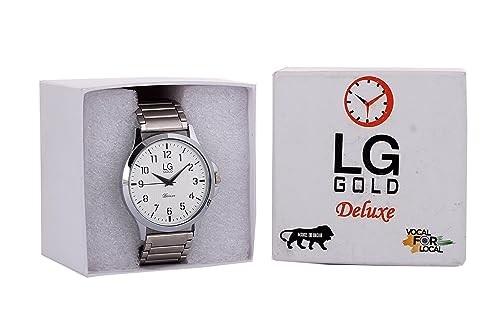 Image of Men's Brass Silver Wrist Watch (LG310, Dial Colour-White)