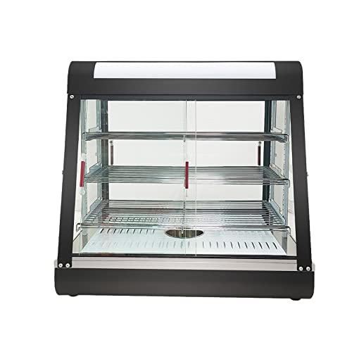 Countertop 26" Food Warmer Display Case 3 Shelf Hot Warming Showcase with Front and Back Sliding Door and Water Tray,Black (26")