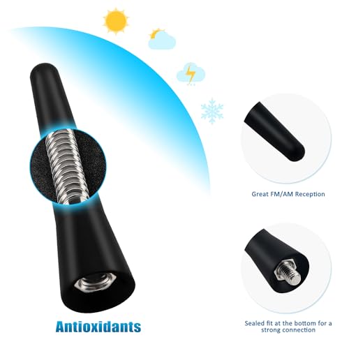 VooGenzek 6.5cm Autoantenne Auto Antenne, FM DAB Dachantenne Auto, Autoantenne Kurz Universal, Mit 3 Schrauben (M4, M5, M6), für den FM/AM Radioempfang