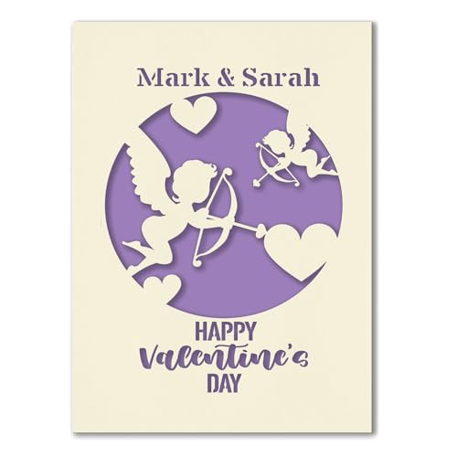 EDSG Personalized Valentines Day Cards Personalized Gifts Valentines Day Card Gifts for Girlfriend Boyfriend Husband Wife Her Him Women Laser Paper Cut Greeting Cards with Envelopes (Lilac Purple)