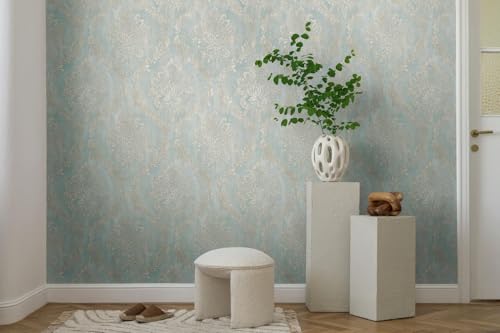 Papel pintado Barroco 790493-GU no tejido color azul turquesa-pastel 5,33 m2 8