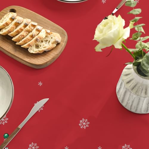 Horaldaily Christmas Tablecloth 70×70 Inch Round, Gingerbread Man Tree Snowman Red Washable Table Cover for Party Picnic Dinner Decor by Horaldaily - Image 4