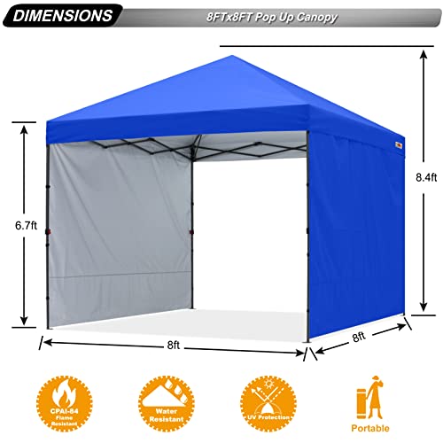 Abccanopy Outdoor Easy Pop Up Canopy Tent With 2 Sun Wall 8X8, Royal Blue #TOP1