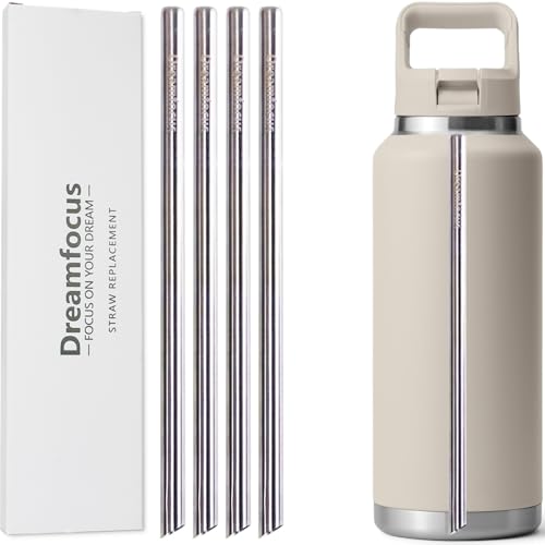 Dreamfocus Reusable Metal Straws Replacement Stainless Steel for YETI RAMBLER Straw Bottle 46 oz 4-Pack