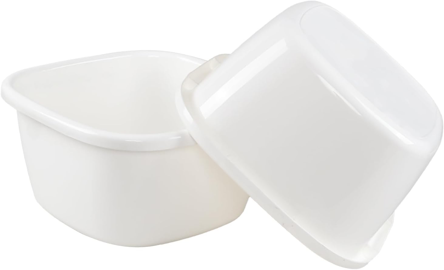 18 Quart Wash Basins, Large Plastic Square Dish Pan/Tub, 2 Packs, White