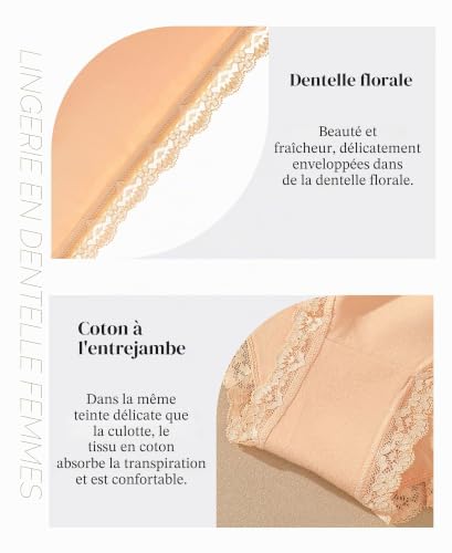 Sth Big Culotte Femme Coton avec Dentelle Slip Femme Doux et Confortable sous-Vêtements Féminins Respirants Culottes Élégantes en Coton (L) – vue 3
