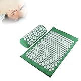 AIRM HEALTH Akupressurmatte mit Kissen – Set zur Muskelentspannung und Durchblutungsförderung, für Nacken, Rücken und Beine – Akupressur Set Unisex, Grün