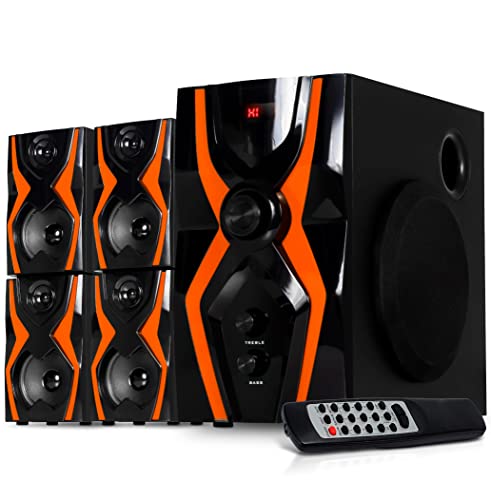 Home Theater Bluetooth 280w Subwoofer 5.1 e 4 Caixas acústicas Controle de Som estéreo Cartão Sd Con