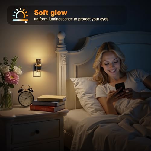 Image of JandCase Night Lights Plug into Wall, Automatic LED Night Light with 0-100LM Dimmable, 3000K Plug in Night Lights with Auto Light Sensor, for Bathroom Hallway Decor