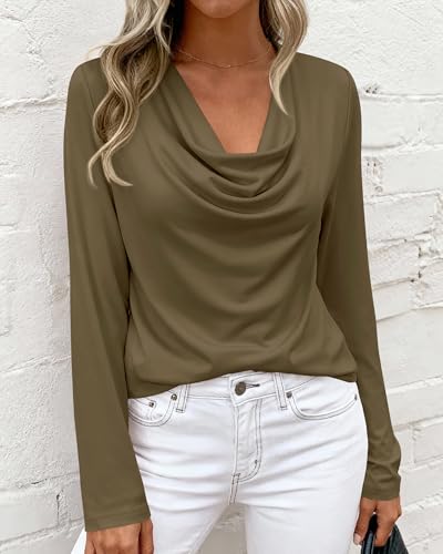 PRETTYGARDEN Women Fall Cowl Neck Long Sleeve Tunic Top - image 2