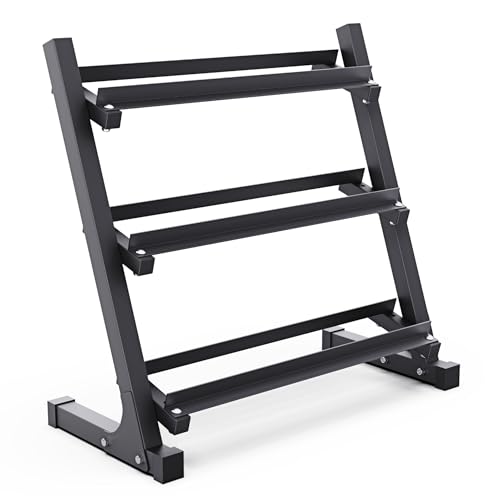 Synergee Hantelablage mit 3 Ebenen, mehrstufig, für das Fitnessstudio zu Hause, klein – Miniatur