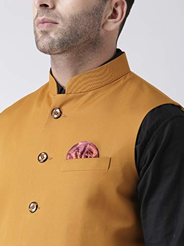 Image of hangup Men's Synthetic Notch Lapel Suit (2BasketTR Mustard 42 Yellow