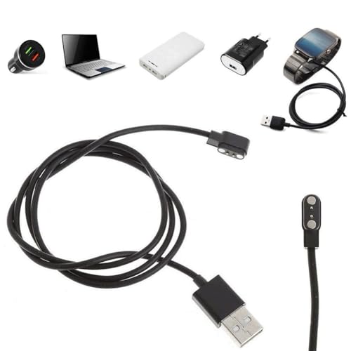 Generic Magnetic Smart Watch Charger Kit, 80cm USB 2.84mm 2-Pin Smartwatch Charger Cable, Universal Compatible, Black