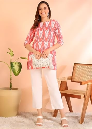 Image of MS VHCK ENTERPRISE Women's Short Kurti in TopsTunic Rayon Cotton Blend | Ladies Ethnic Tunic