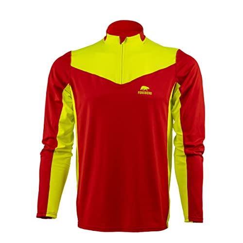 FORSBERG Skjorta II Funktionsshirt Langarm perfekt für Forst Freizeit und Arbeit atmungsaktiv und robust Farbe:rot/gelb Größe:4XL