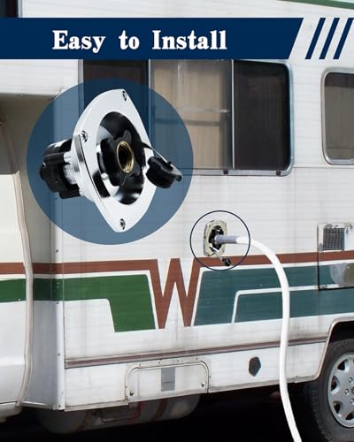 Image of RV City Water Inlet with Pressure Regulator Valve,Chrome Wall Mount Water Fill Inlet Built-in Check Valve, Fit for Camper, Trailer, Marine