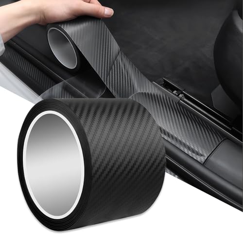 WhizNook Protezione Paraurti Auto, 10 cm x 3 m Pellicola Adesiva in PVC+PP con Finimento in Fibra di Carbonio, Nero, Protezione Paraurti e Portiere Auto