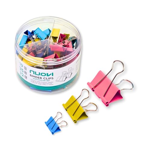 Image of Binder Clips Assorted Sizes-Multicolor | Made of Tempered Steel, Durable & Rust-Resistant | Perfect for Holding Loose Papers | Ideal for School, Office & Home (Pack of 42 Clips)