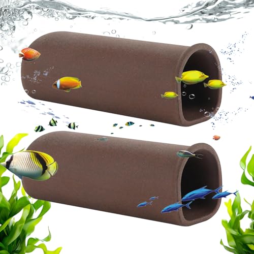 POPAPIE 2 Stück Aquarium Höhle Welshöhle Aquaristik Catfish Cave Brut- und Versteckhöhle aus gebranntem Ton Aquarium Versteck für Garnelen Fischlaiche Welse Ornament und Zucht