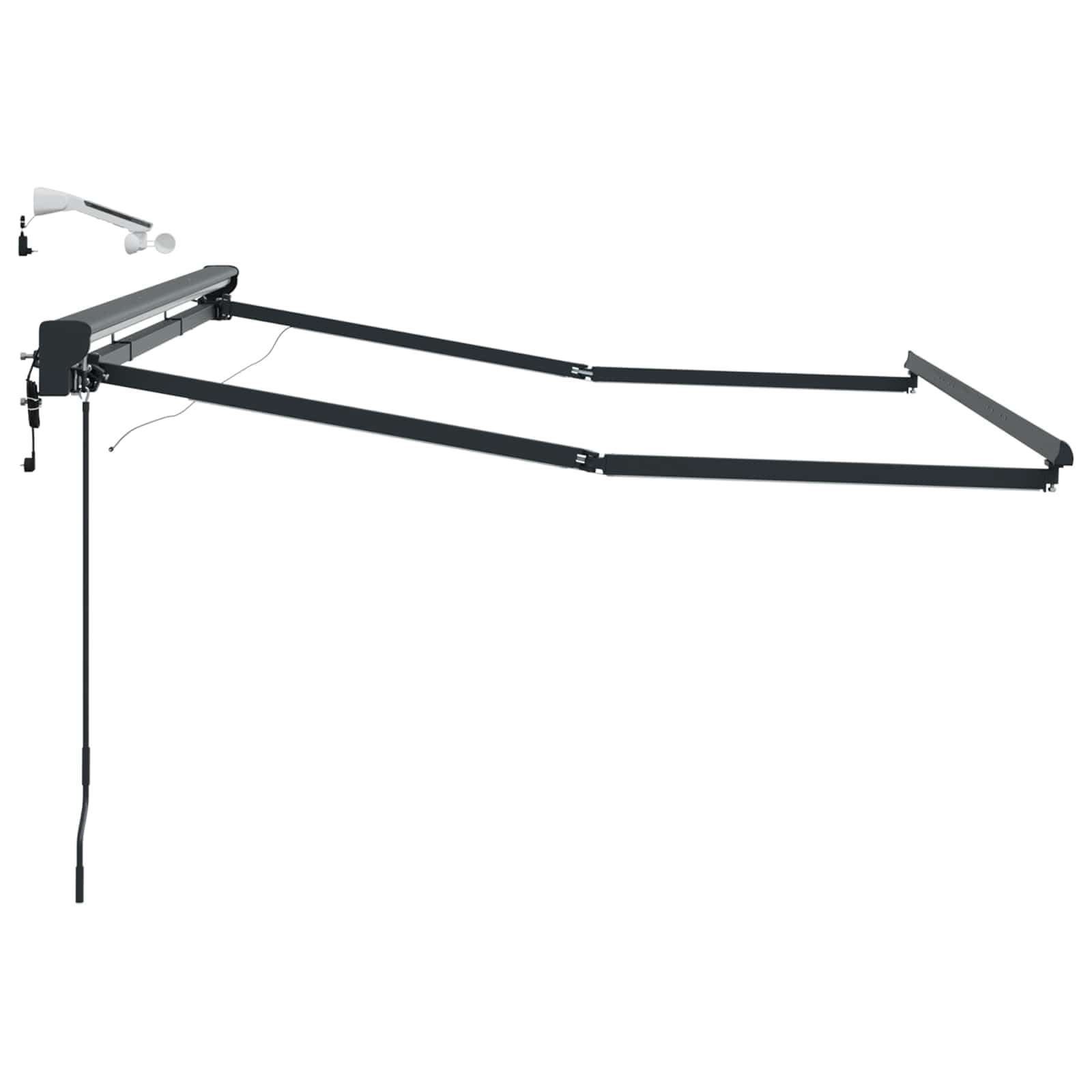 Cadre de Store banne électrique avec LED Anthracite 3,5 x 2 m en Aluminium et Acier, Bras rétractables manuels et motorisés, Protection Semi-Cassette pour terrasse Jardin extérieur avec