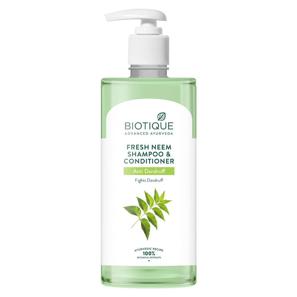 Biotique Fresh Neem Anti Dandruff Shampoo and Conditioner | Controls Dandruff | Eliminates Dryness, Flaking, and Itching