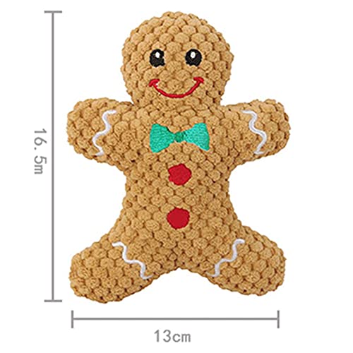 Colcolo Lustiger Hund Quietschendes Spielzeug Quietschen Spielen Katzen Hunde Kuscheltier Langlebig Zähne Spielzeug Weich für Weihnachten Haushalt, Gingerbread Man