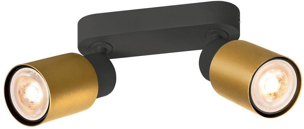 SLV PURI 2.0 - Lámpara de pared y techo (2 bombillas GU10 máx. 6 W, color negro y dorado)
