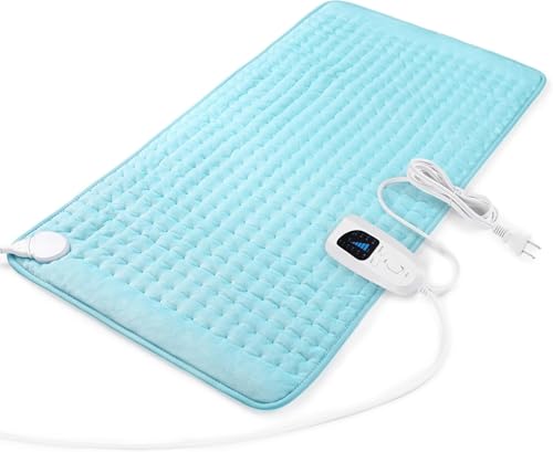 Image of Deepsoon Heating Pad,Electric Heating Pads for Back,Neck,Moist Heating Pad for Abdomen Shoulder Knee Legs,Dry /Moist Heat&Auto Shut Off,Mother's Day Birthday for Men and Women,Babyblue,33x17 Inch