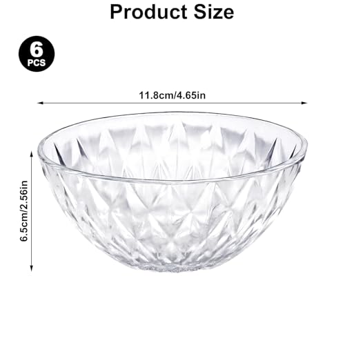 Serving Bowls, 6 Pcs Medium Diamond Salads Bowls, Serving Dishes, Cooking Round Clear Glass Bowl for Snack, Spices, Dipping, Jam, Creams, Salads, Dessert, Rice - Image 3