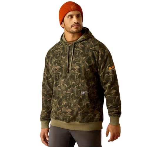 Ariat Men's Rebar Workman Shard Hoodie, Deep Lichen Camo, Large