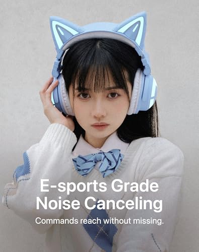 YOWU RGB Cat Ear Headphone CE Wireless 5.2 Foldable Gaming Headset with SoundMage Acoustic System, Built-in Mic & Customizable Lighting and Effect via APP, Designed for Gamer Girls (Blue) YOWU RGB Cat Ear Headphone CE Wireless 5.2 Foldable Gaming Headset with SoundMage Acoustic System, Built-in Mic & Customizable Lighting and Effect via APP, Designed for Gamer Girls (Blue)