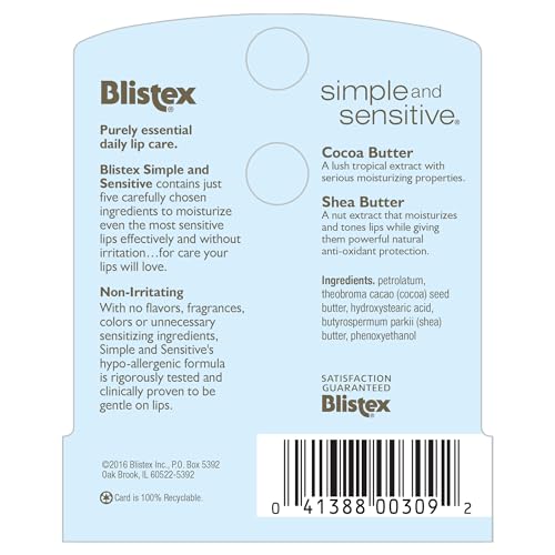 Image of Blistex Moisturizers, Simple And Sensitive, 0.15 Ounce