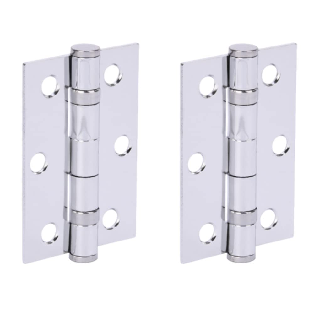 HANDLEZONE® Door Hinges 1 Pair 76mm / 3 inch Ball Bearing, with Screws - Polished Chrome — image 1