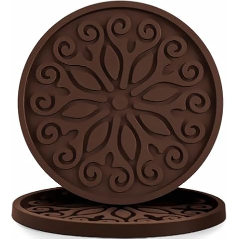 QUSUM Silicone Coasters for Drinks,Resistant Reusable Drink Coasters-Great Gift for Birthday, Housewarming,Room Decor,Holiday Party (2-Brown) Cover