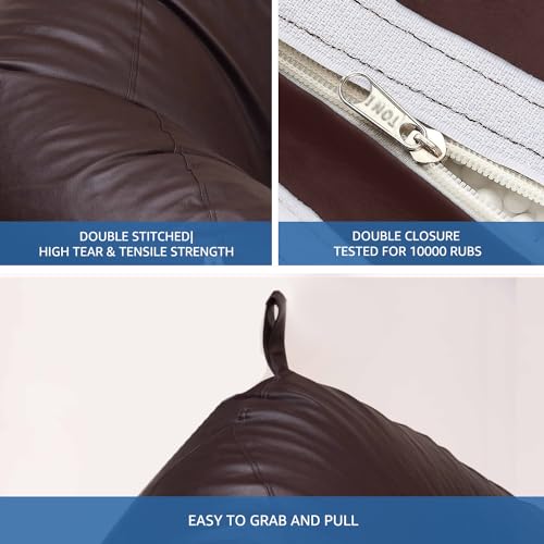Image of Amazon Brand - Solimo XXXL Faux Leather Bean Bag Cover Without Beans (Brown)