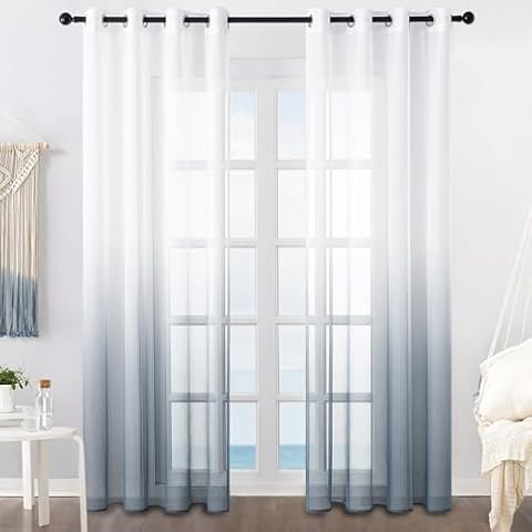 Rideaux Voilage MRTREES Blanc et Gris Cover