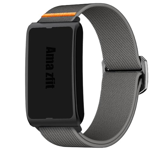 Lamshaw Correa elástica de nylon transpirable para Amazfit Smart Watch- Cinturón deportivo ajustable compatible con Amazfit Helio Strap Smart Band Fitness-Tracker (Gris)