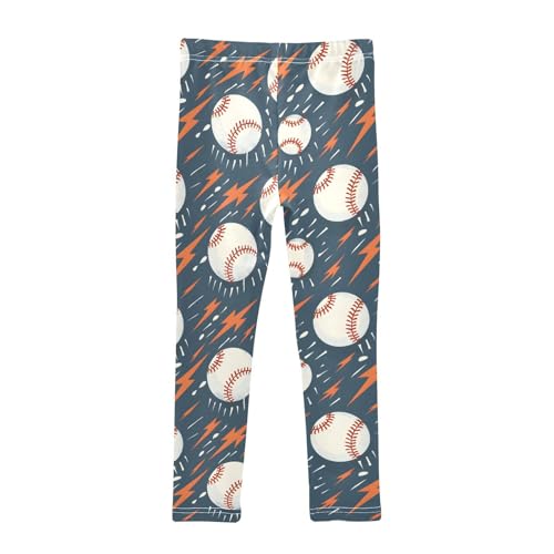 Cartoon Baseball Lightning Girls Leggings Soft Stretch Workout Yoga Dance Pants for Kids Casual Tights2