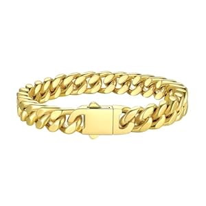 Bestyle Thick Mens Cuban Link Chain Bracelets, Durable Real 18K Gold/Black Metal Plated Solid Stainless Steel Hand Chain Cuban Bracelets for Men, Silver Black Gold Bracelets for Father Husband