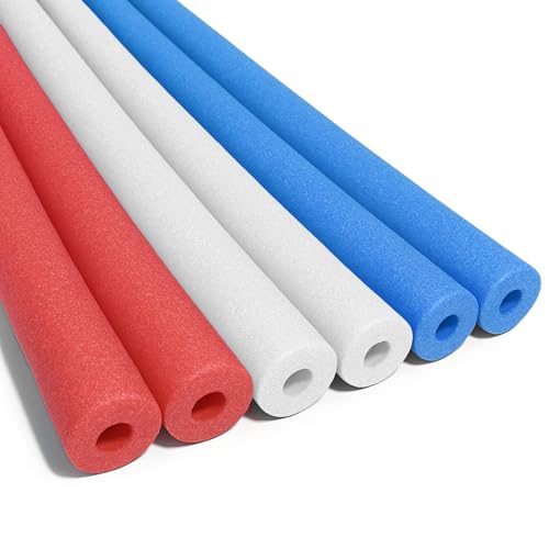 Oodles Of Noodles Deluxe Foam Pool Noodles - Pack Of 6 - Approx. 48 Inch X 2.5 Inch Hollow Core Foam Tube | Extra Dense, Durable, Buoyant Swim Noodles For Pool, Beach, Crafts, Diy Projects, Insulation