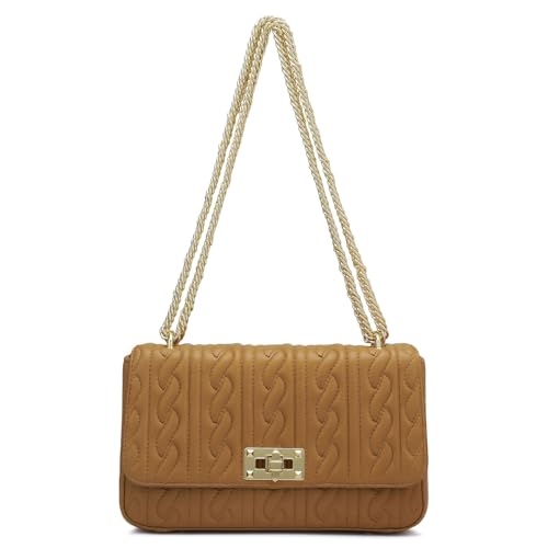 Image of Da Milano Genuine Leather Brown Shoulder Bag (Medium)