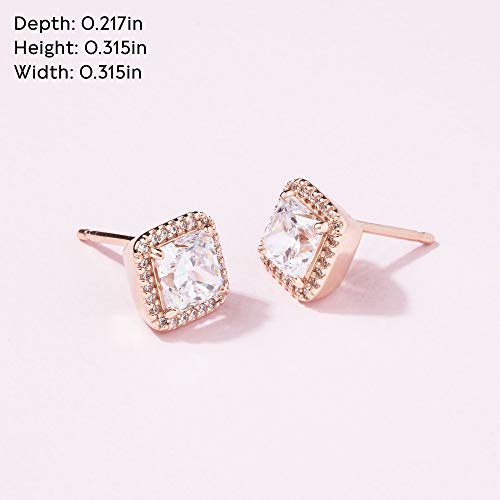 Pandora Jewelry Square Sparkle Halo Stud Cubic Zirconia Earrings In Pandora Rose #TOP4