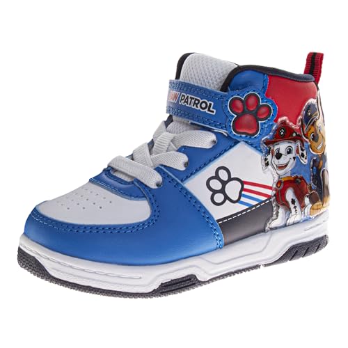 Paw Patrol High Top Shoes for Boys - Chase and Marshall Sneaker Hightops Shoe Lightweight Lace Up Ankle Hi Sneakers - Blue (Size 10 Toddler)