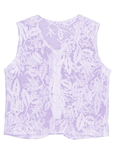Unisex Boys Girls Vintage Dance Waistcoat Floral Lace Mesh Hippie Vest Top2