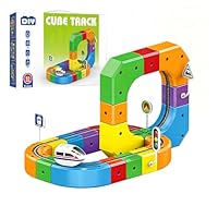 Clickrail Electric Train Set, Track Fusion Toy, Magic Rail Cube Train Set, with Gravity-Defying Motorized Train, 3D Embedded Layouts Train Track Set, DIY Cube Track, for Kids (51PCS)