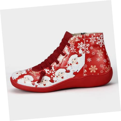 Bottines rouges de Noël courtes en PU confortables pour femmes